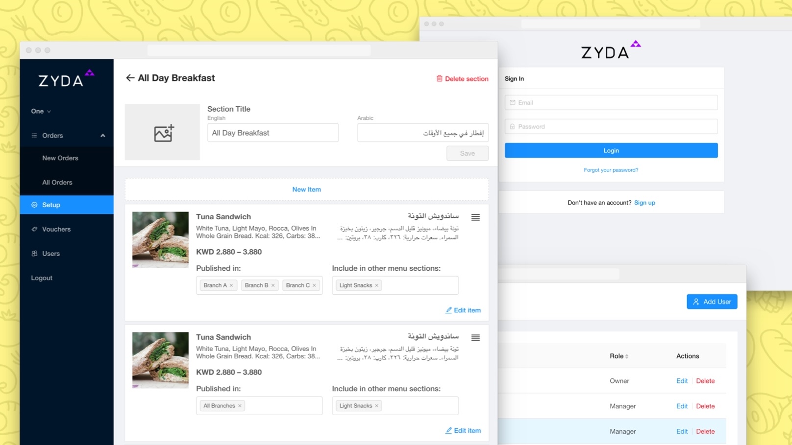 Backoffice web app for Zyda